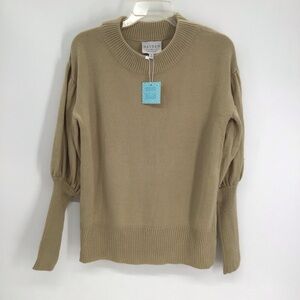 HAYDEN Women’s Balloon Sleeve Knit Pull-Over Sweater Minialist NWT Tan Size S